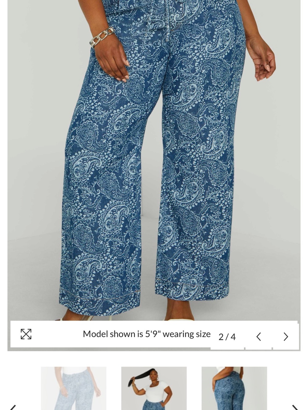 Ashley Stewart Blue Paisley Wide Leg Pants